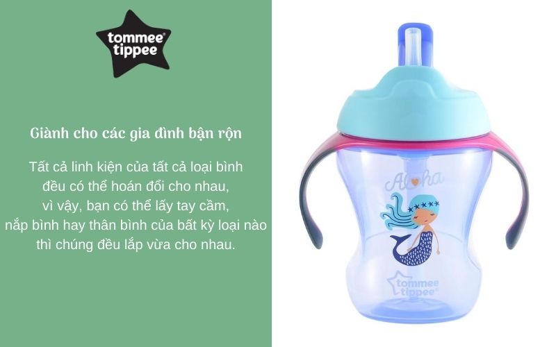 Đặc điểm Bình tập uống có ống hút cho bé Tommee Tippee Training Straw 230ml từ 9 tháng - Tím