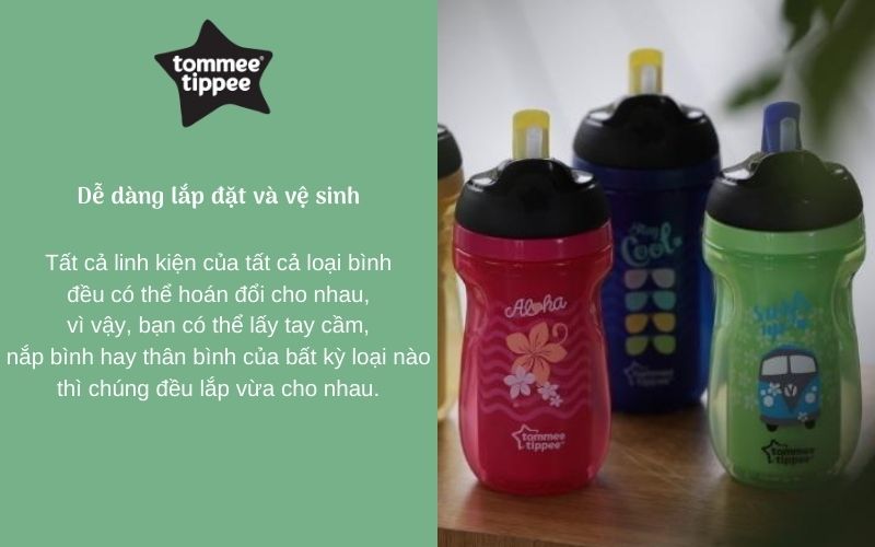 Đặc điểm Bình uống nước giữ nhiệt có ống hút cho bé Tommee Tippee Insulated Straw 260ml từ 12 tháng – Xanh Lá