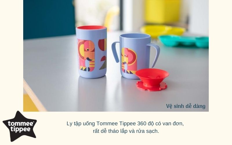 Đặc điểm Ly tập uống nước chống đổ cho bé Tommee Tippee 360 Deco Tumbler 250ml từ 12 tháng – Tím