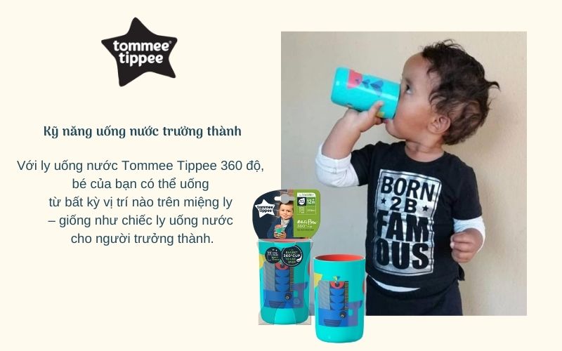 Đặc điểm Ly tập uống nước chống đổ cho bé Tommee Tippee 360 Deco Tumbler 250ml từ 12 tháng – Xanh Dương