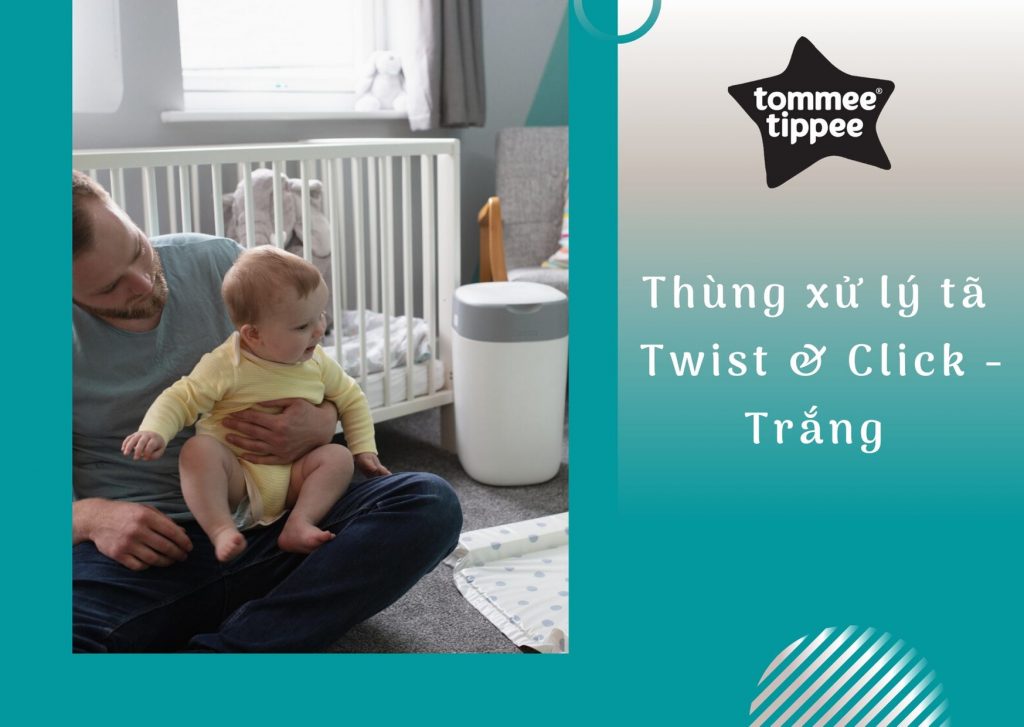 Thùng xử lý tã cho bé Tommee Tippee Twist & Click - Trắng